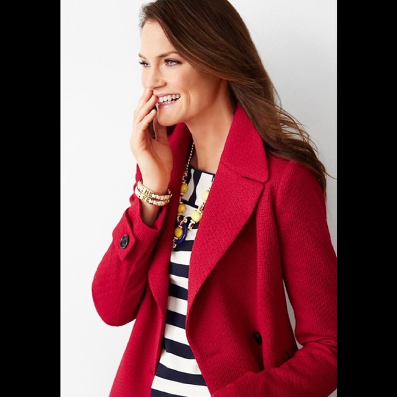 Talbots Jackets & Blazers - Talbots Red Double Breasted Pea Coat